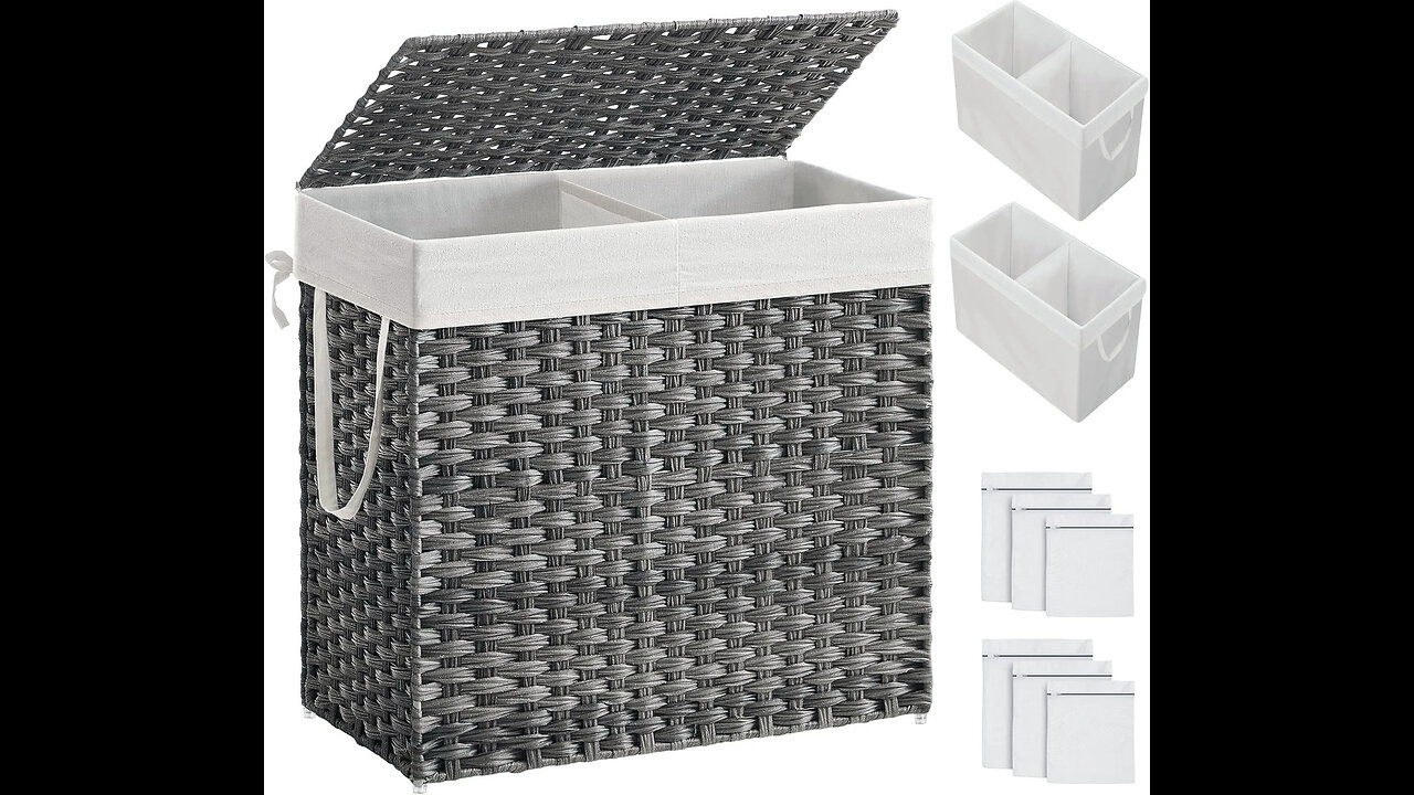 SONGMICS 130L Clothes Hamper with Lid