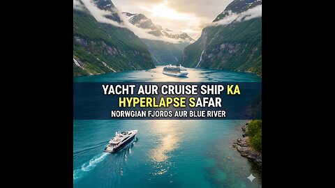 Yacht aur Cruise Ship ka Hyperlapse Safar | Norwegian Fjords aur Blue River ke Khoobsurat Nazare 🌊⛰️