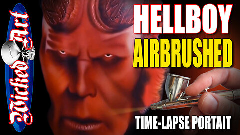 Hellboy Airbrush Portrait Time-Lapse | Custom Fan Art Painting Tutorial