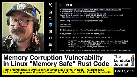 Memory Corruption Vulnerability in Linux "Memory Safe" Rust Code