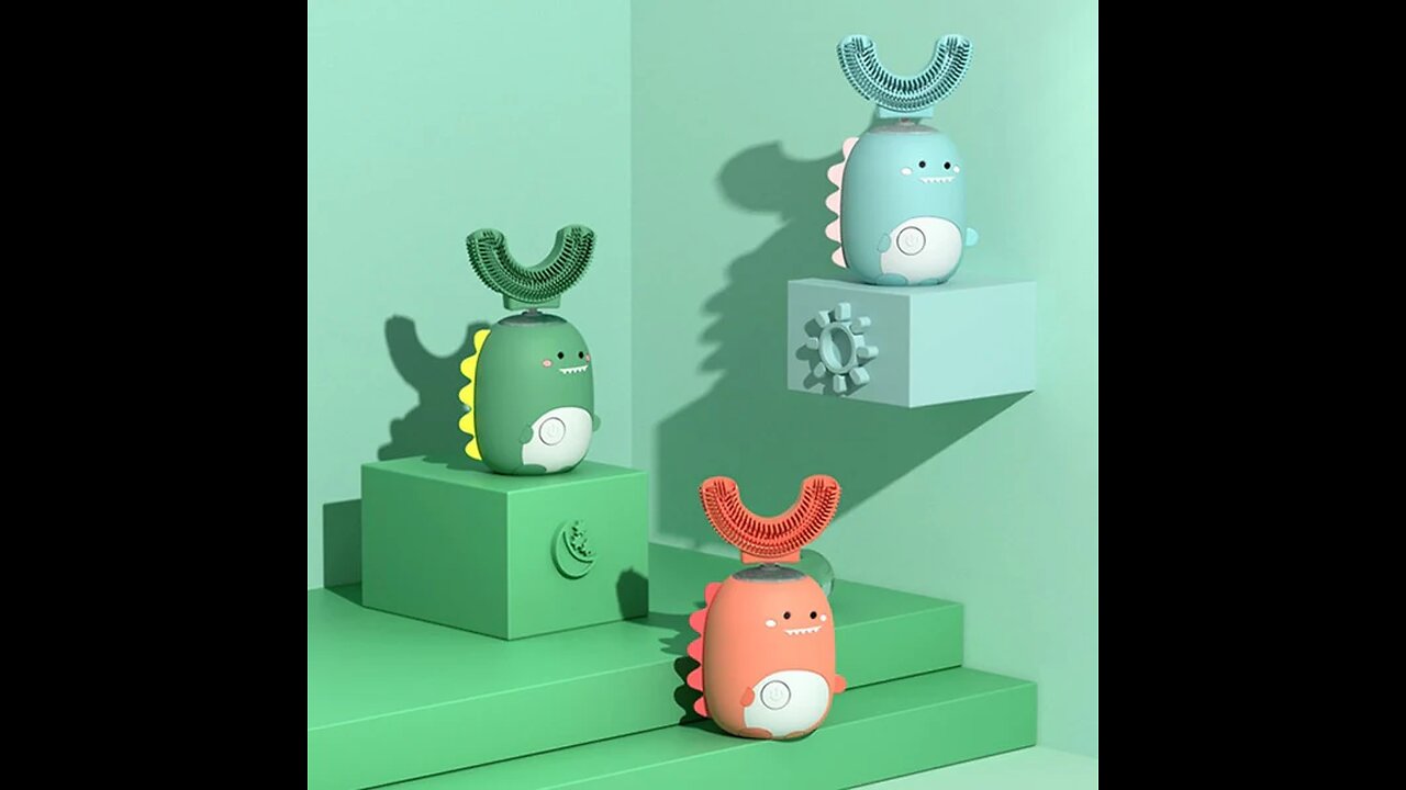 Children's U-Shape 360° Electric Ultrasonic Toothbrush, with Light Therapy, Rechargeable &Waterproof