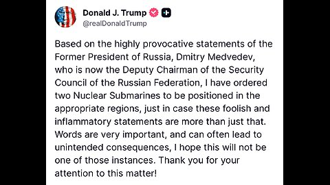 @POTUS on repositioning two U.S. nuclear subs: "We had to do that...