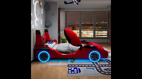 Speed Race Car LED Light Kids Bed