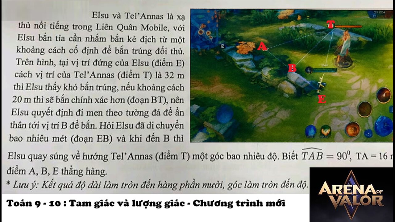 Toán 9-10: Elsu và TelAnnas là xạ thủ nổi tiếng trong Liên Quân Mobile, với Elsu bắn tỉa cần nhắm