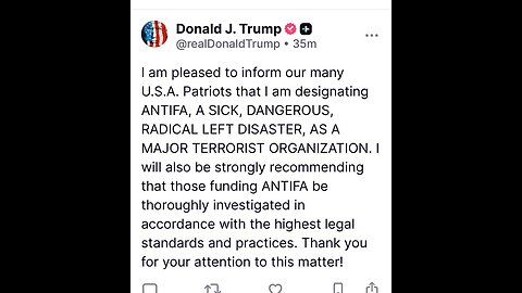 TRUMP CALLS ANTIFA MAJOR TERRORIST ORGANIZATION???? LEFT CRIES FREE SPEECH