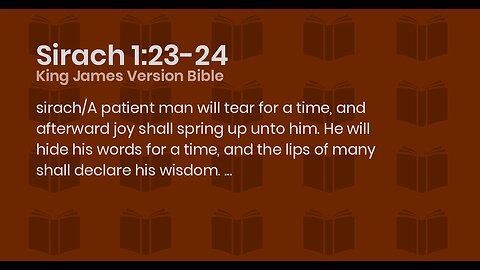Sunday Talk with Jamal Ecclesiasticus 1:23-24 Patient man will hide his words for a time 08/Feb/26