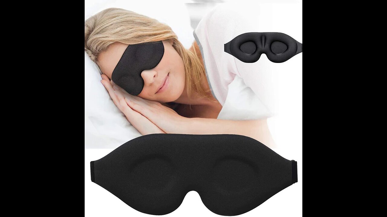 3D Contoured Cup Sleeping Eye Mask, with Adjustable Strap, for Travel, Yoga, Nap