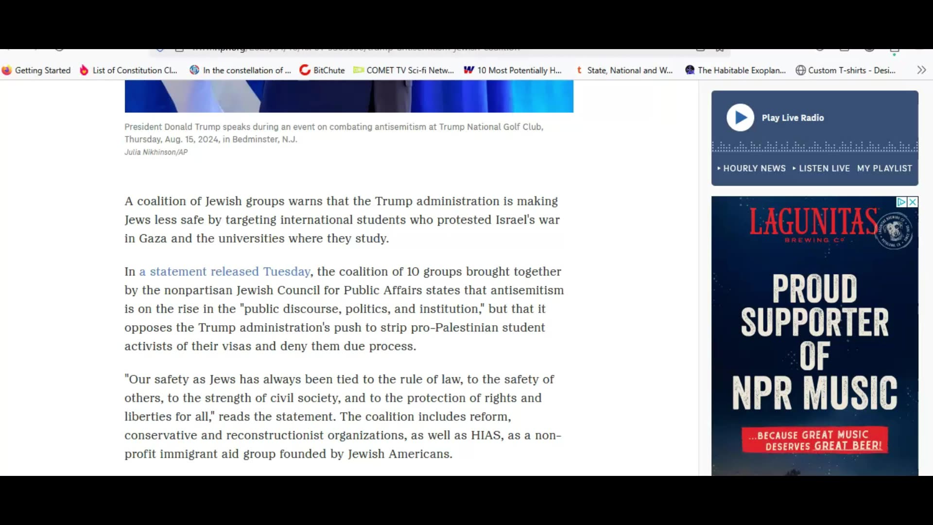 Leftist Jewish group claims Trump is endangering Jews
