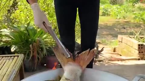 cooking and frying giant fish