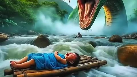 🐥Chick Rescuing thebaby from Anaconda🐉_viralvideo