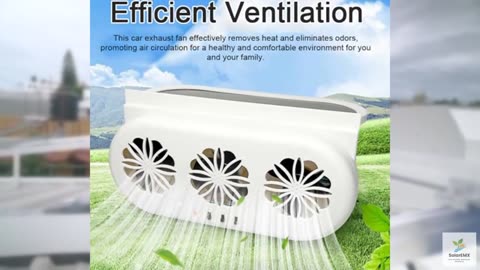 Shkalacar Car Solar Powered Window Exhaust Fan, Air Circulation Fan Ventilator S