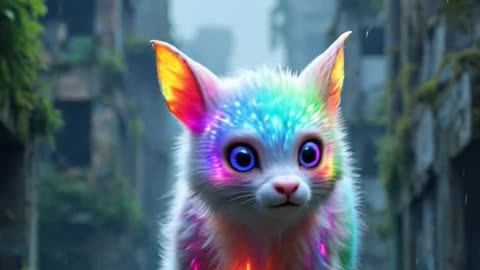 "Magical Glowing Cat Wanders in Abandoned World | Viral Fantasy Cat 🐱✨"