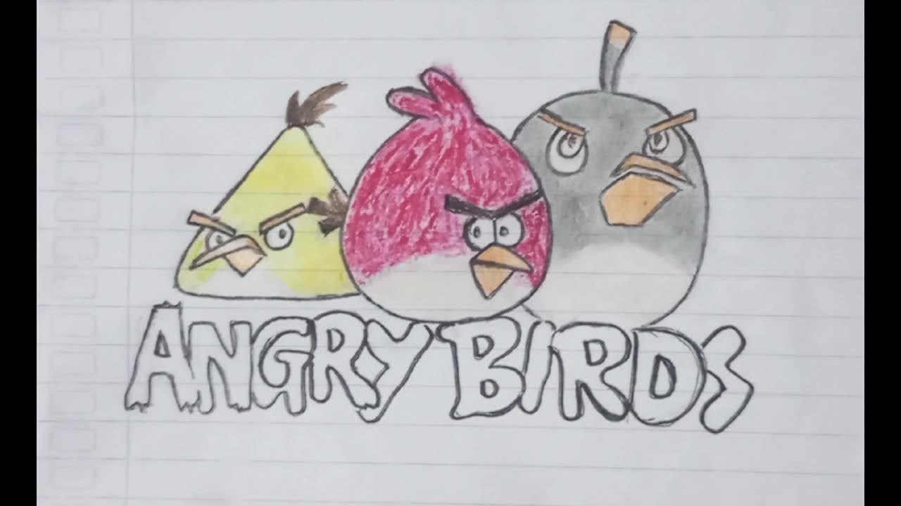 Drawing angry birds and friends using a pencil