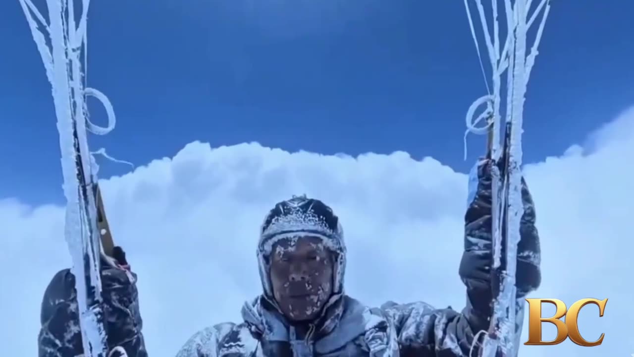 Shock vid shows half-frozen paraglider who was sucked 5 miles into sky by vortex