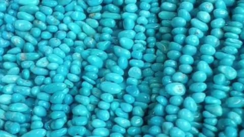 250320-6 Sleeping Beauty turquoise nugget bead string.