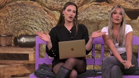KRISTINA SPALEVIC ｜ 🖤 60 fps, TV Host Crossed Legs Poses in Back Line Tights, Pantyhose Bloope