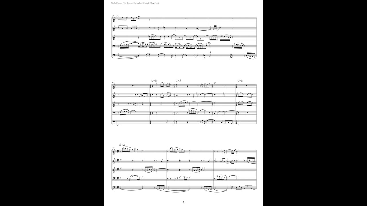 J.S. Bach - Well-Tempered Clavier: Part 2 - Prelude 05 (Double Reed Quintet)