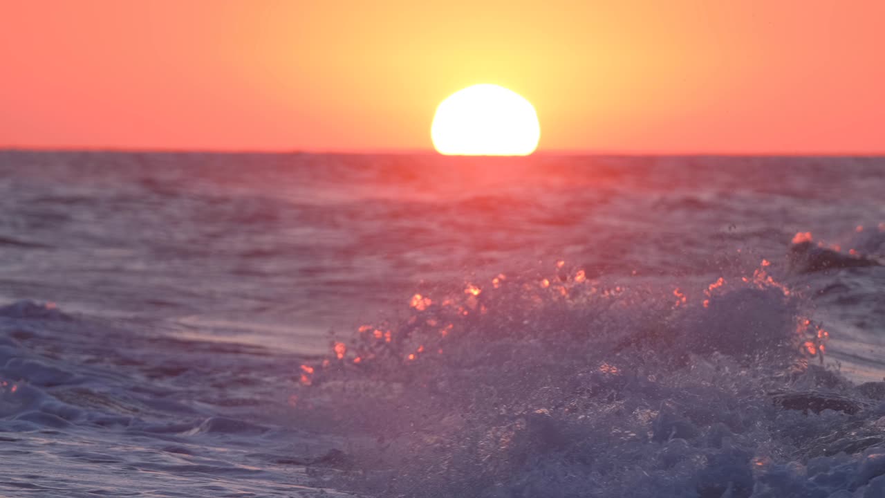 Landscape with sunset in the sea or ocean