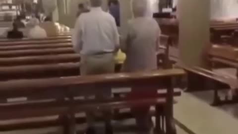A muslim kid breaks into a church