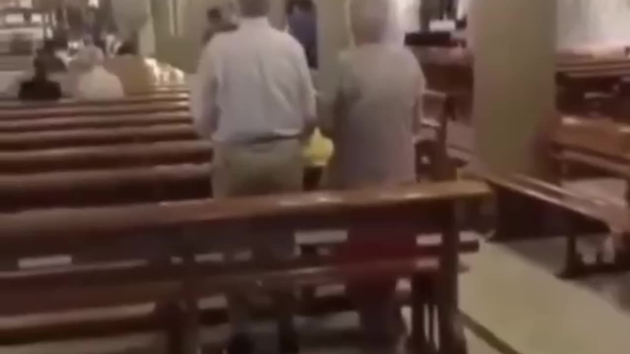 A muslim kid breaks into a church