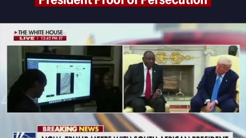 President Trump Brings TV Into Oval Office to Show South African President Proof of Persecution