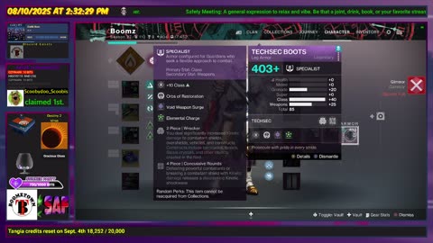 Destiny 2: 8/10/25 Edge of Fate - Grinding Solstice Armor. I should get it on my alts.