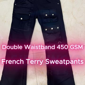 Double Waistband Black 450 GSM French Terry Sweatpants