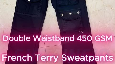Double Waistband Black 450 GSM French Terry Sweatpants