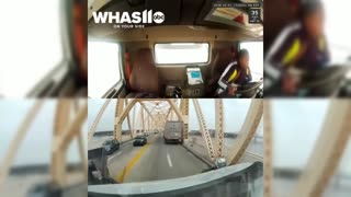 Dashcam shows Louisville bridge crash that left semi hanging over Ohio River