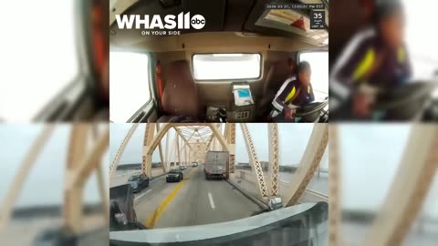 Dashcam shows Louisville bridge crash that left semi hanging over Ohio River
