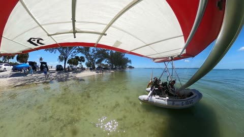 Takeoff From Lovers Key on Sceanic Roundtrip Flight to Sanibel in Flying Inflatable Boat