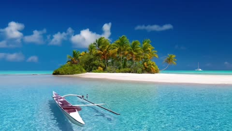 Relaxing Tropical Island with Gentle Waves & Palm Trees | Sleep, Meditation & Stress Relief
