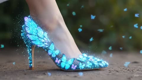 Enchanting Transformation: Glowing Butterflies Form a Magical High Heel