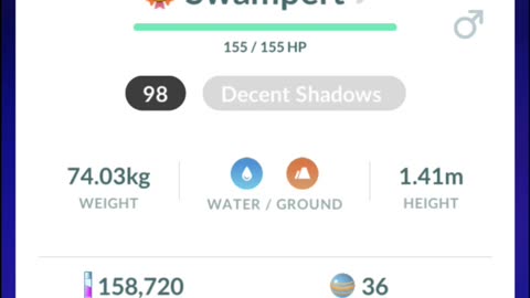 Pokemon Go Evolution - 98% iV Marshtomp ➡️ Swampert