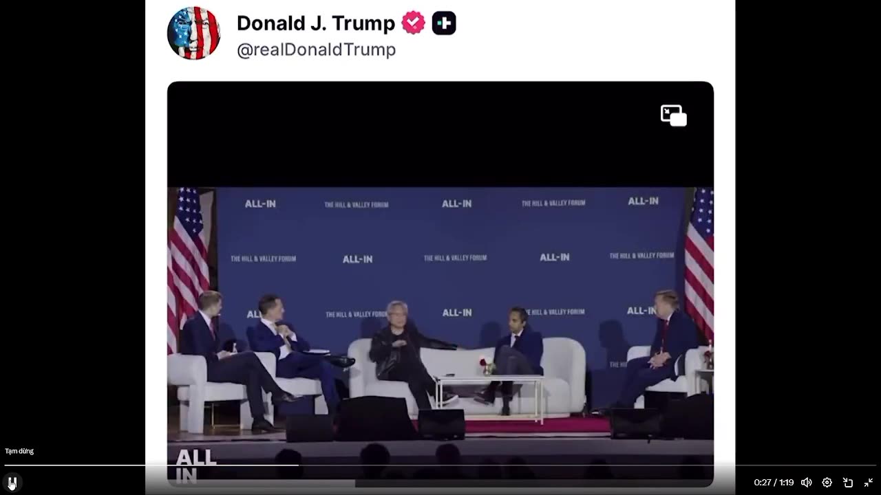 🚨 CEO của Nvidia nói rằng Trump là "Lợi thế độc nhất của nước Mỹ" trong Cuộc đua AI toàn cầu 🔥