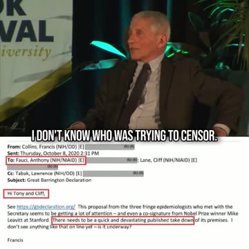 NEW – Anthony Fauci Now Claims He Doesn't Know Who Tried to Censor Dr Jay Bhattacharya, Despite FOIAed Emails Showing the Opposite