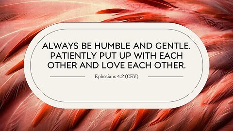 Verse Of The Day : Eph 4:2 Always be humble and gentle. Be patient with each other