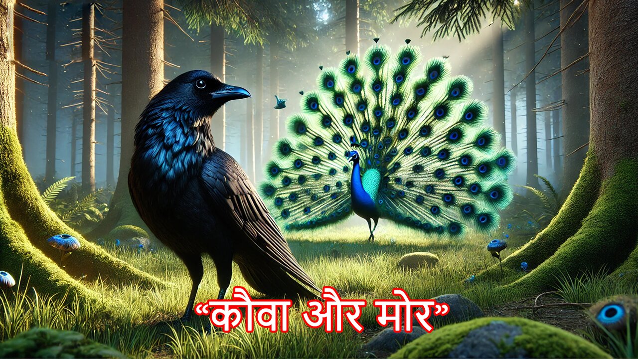 कौआ और मोर | ईर्ष्या और आत्म-स्वीकार की कहानी | नैतिक कथा