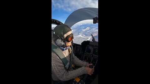 Old lady flying a jet