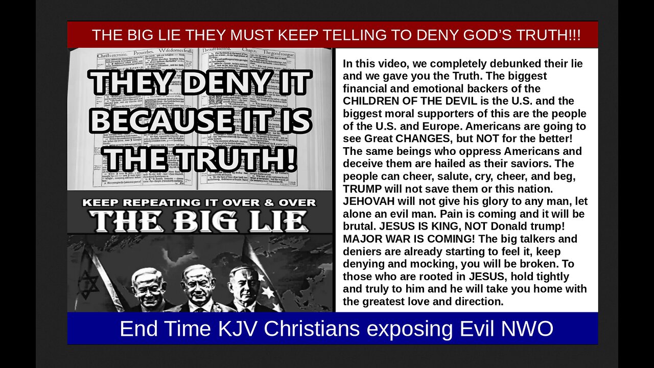 THE BIG LIE THEY MUST KEEP TELLING TO DENY GOD’S TRUTH!!!