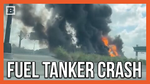 Fire Rages After Fuel Tanker Crashes Into Transit Bus