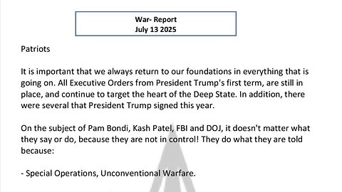 WAR REPORT - JULY 13 2025 - ARE WE READY TO SEE PUBLIC MILITARY TRIBUNALS?