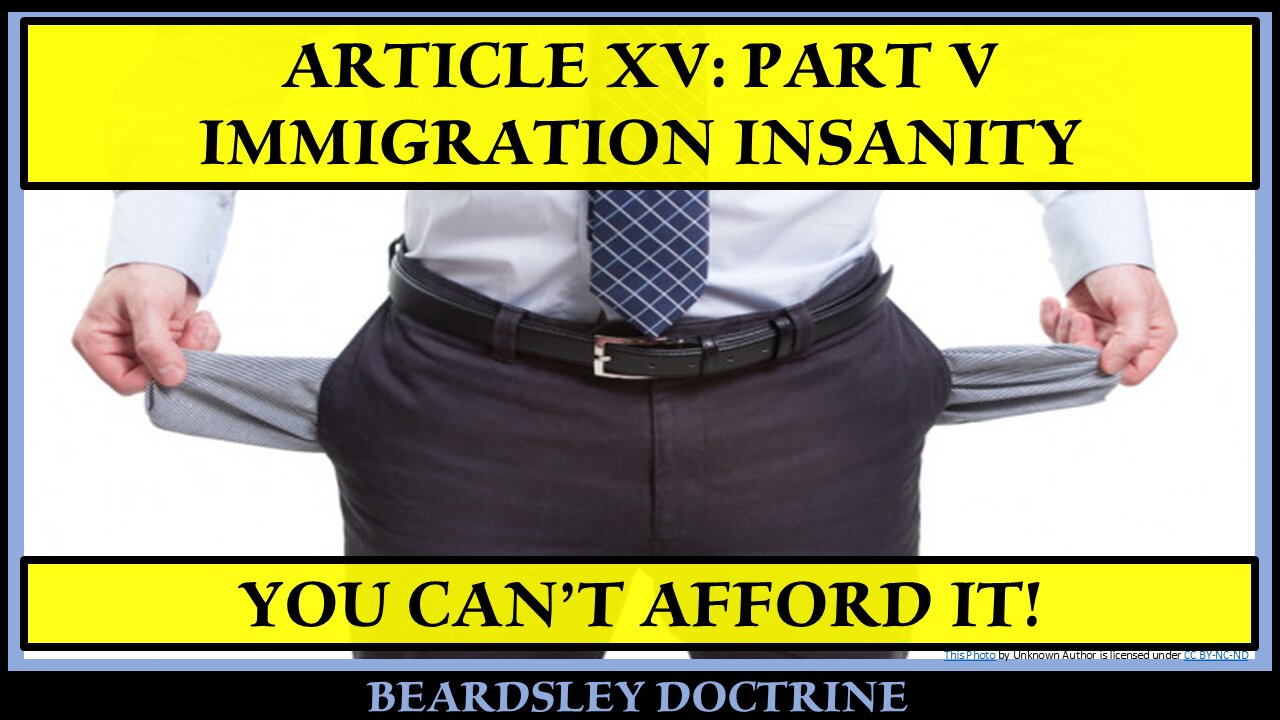 Beardsley Doctrine Article XV: Part V-Immigration Insanity-You Can't Afford It!