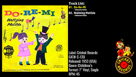 Cricketone Children's Chorus & Orchestra – Do Re Mi (Full Record) – 1953 – CAT.# C–130