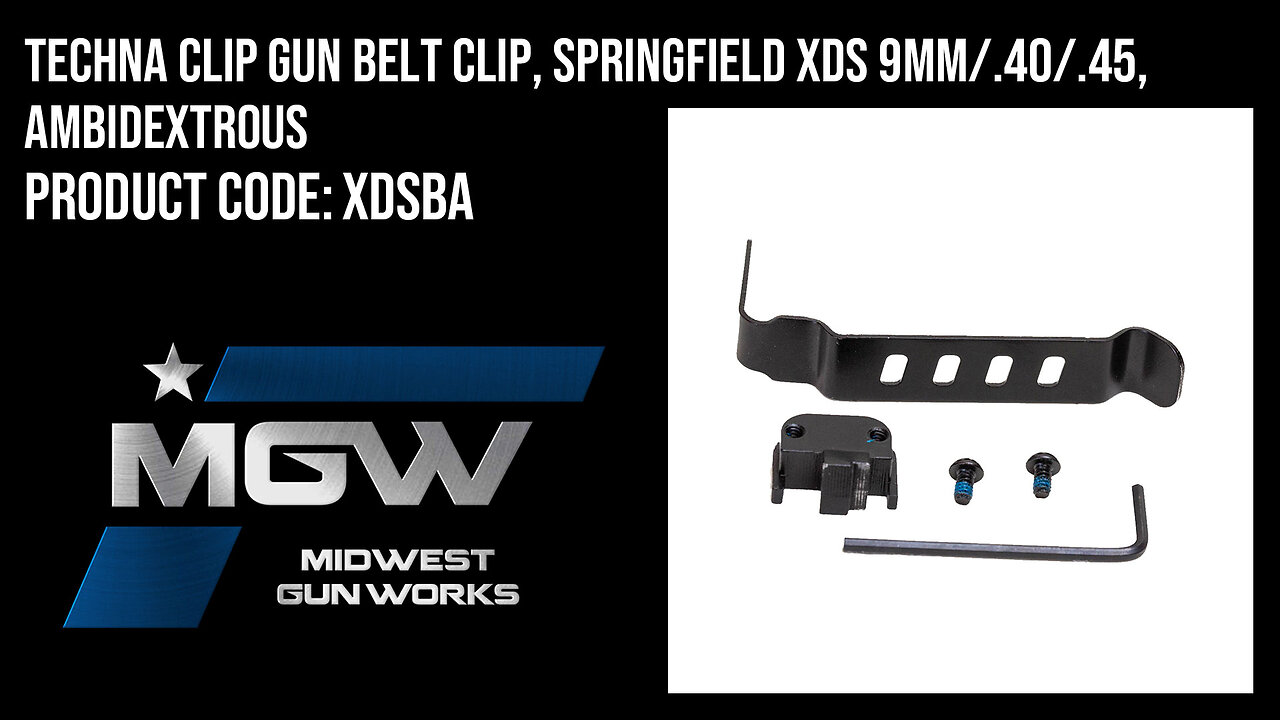 Techna Clip Gun Belt Clip, Springfield XDS 9mm/.40/.45, Ambidextrous - XDSBA