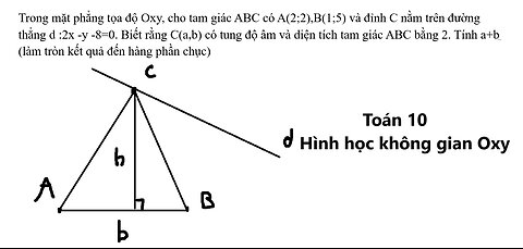 Toán 10: Trong mặt phẳng tọa độ Oxy, cho tam giác ABC có A(2;2),B(1;5) và đỉnh C nằm