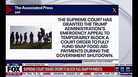 ✅ SCOTUS sides with PDJT on partial funding of SNAP food stamp payments