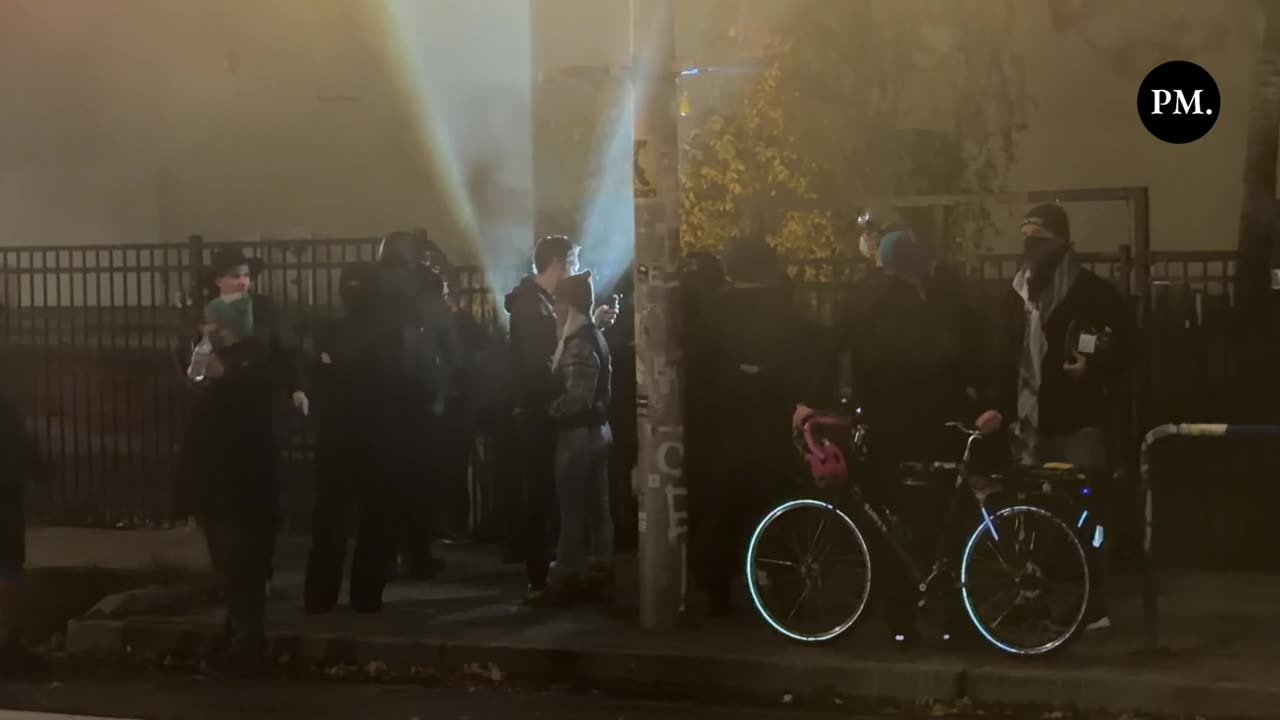 Black bloc Antifa were also equipped with high powered flashlights and lasers last night,