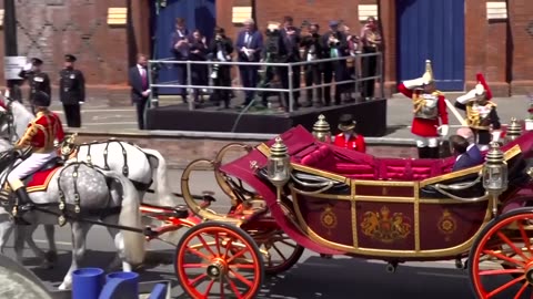 Britain's King Charles greets France's Macron in state visit