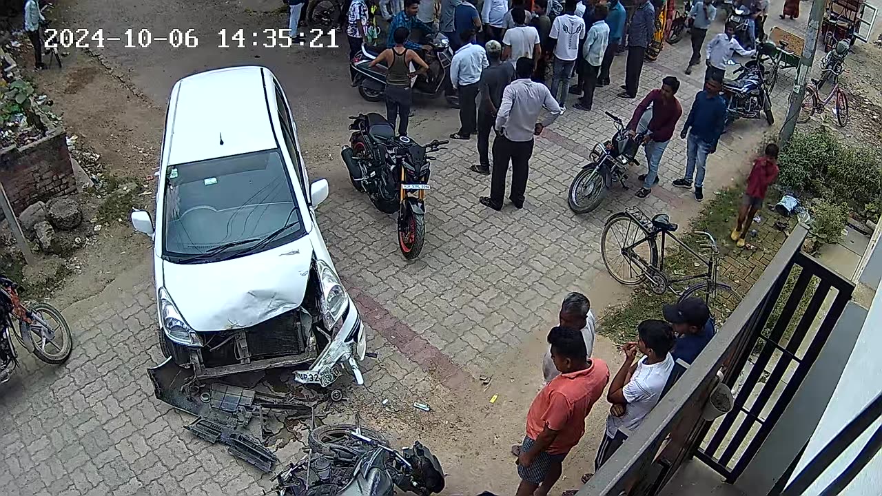 Biker Hit by Car and Destroys Bumper